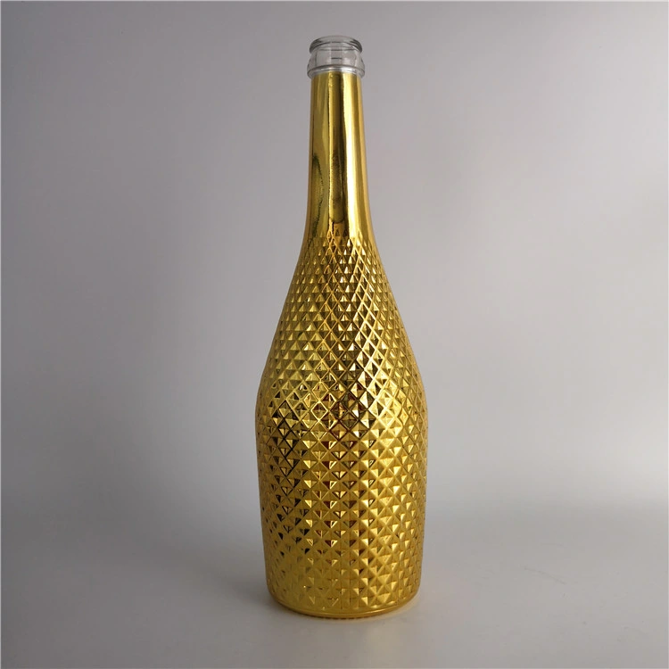 Jingna Electroplated Wine Bottle 750ml Fancy Empty Gold Painted Champagne Bottle Glass