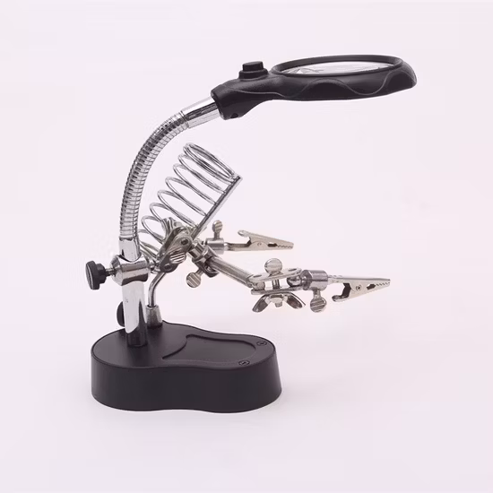 Espelho de maquiagem brilhante Lupa LED de mesa