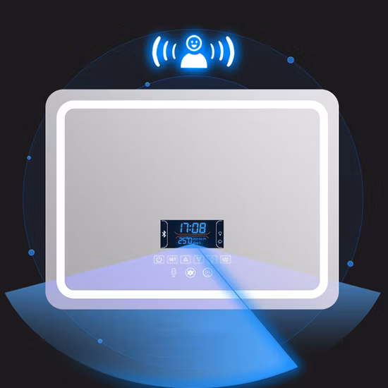 Espelho redondo retroiluminado decorativo montado na parede sem moldura com luz inteligente Espelho de banheiro Espelho LED Espelho inteligente iluminado